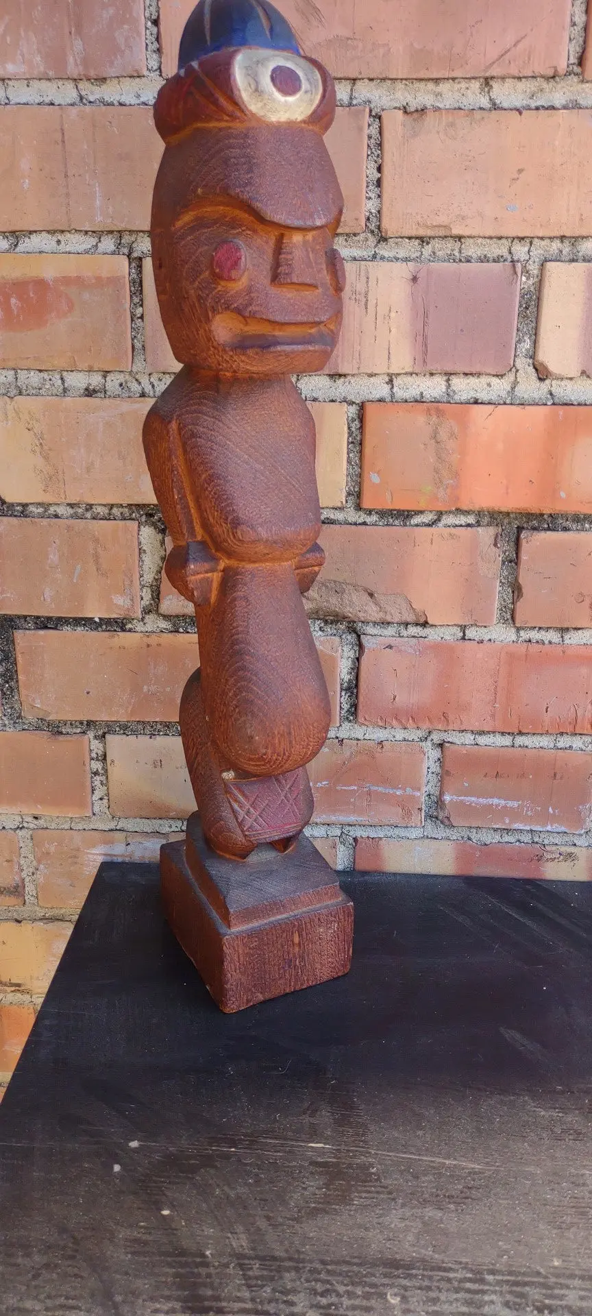 Wood Tribal Statue Of Big Belly Man 1