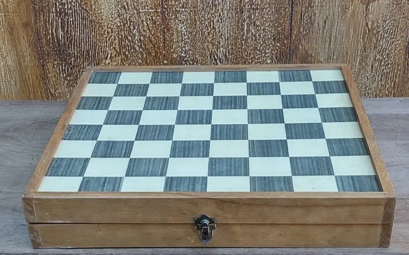 Chess Board With Wood Playing Pieces 1