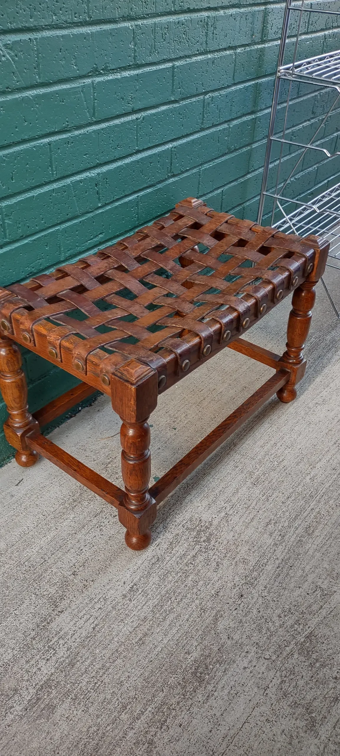 Woven Leather Top Stool 1