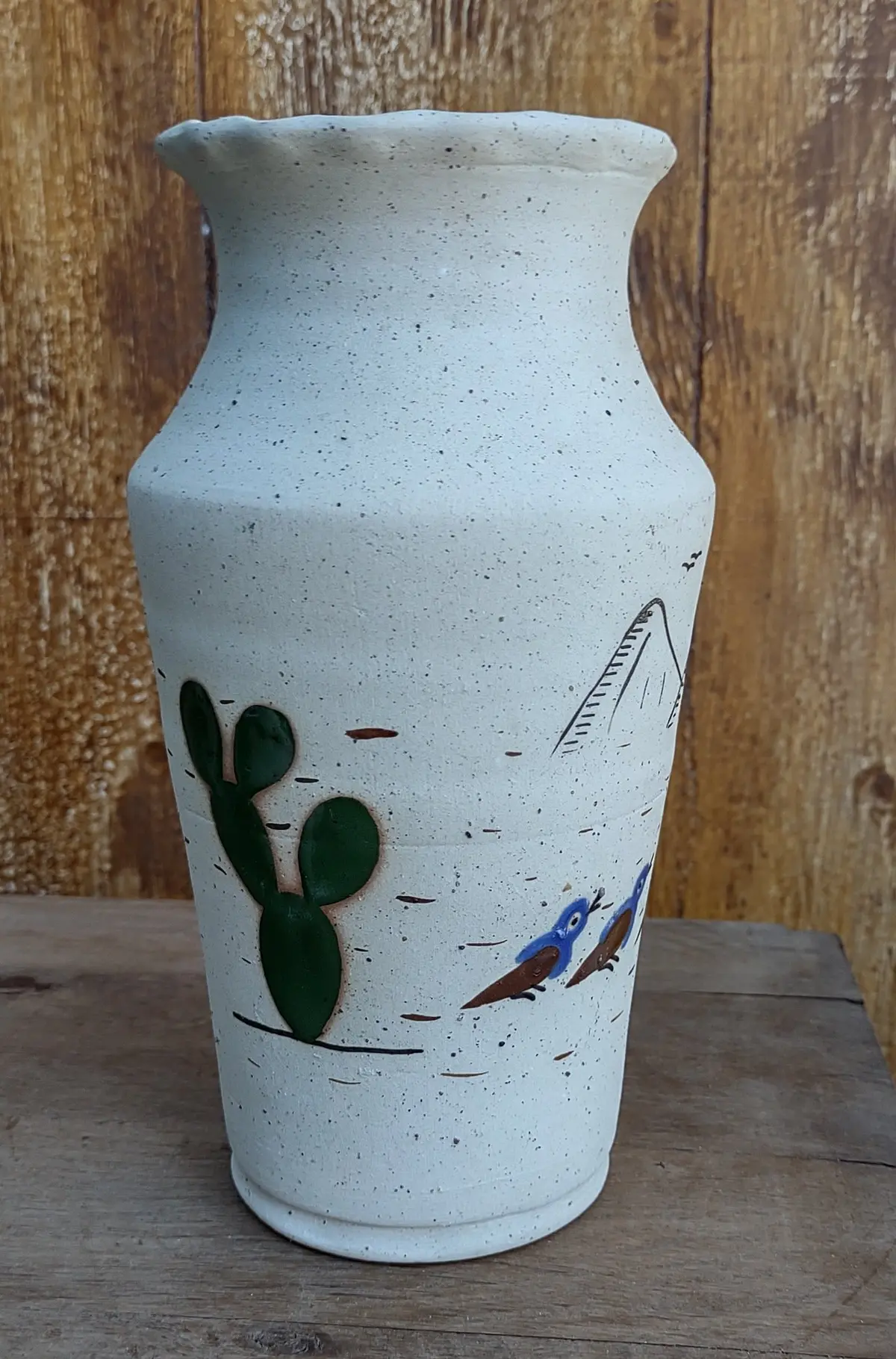 Thrown Mexican Vase With Cactus 1
