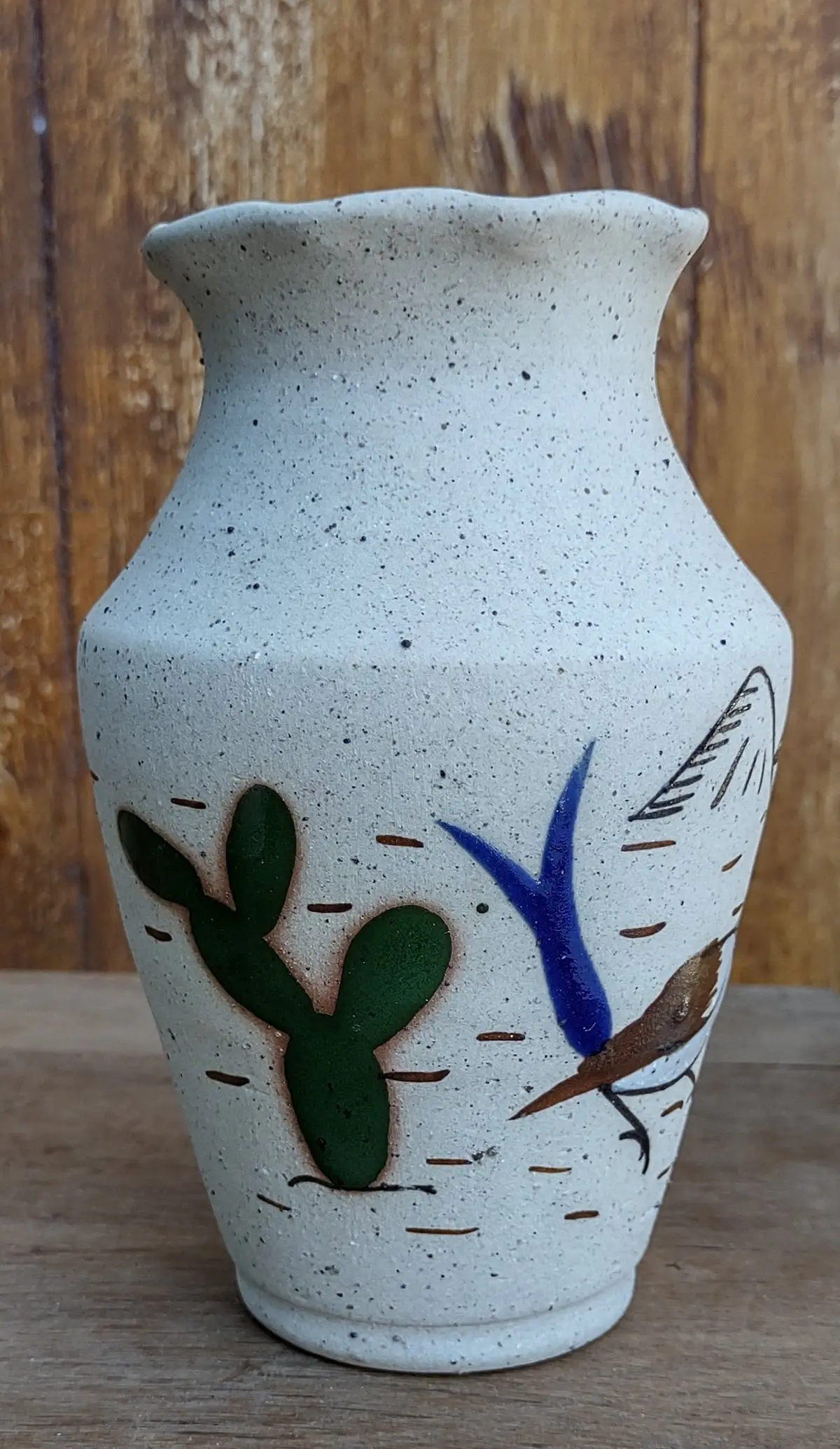 Small Thrown Mexican Avse With Cactus 1