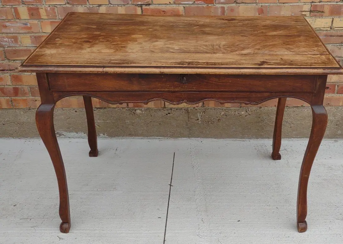 Small Country French Walnut Writing Table With Drawer 1