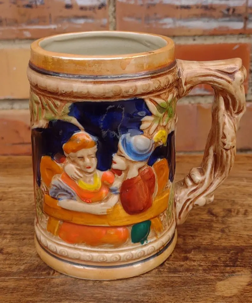 Blue And Orange Japanese Beer Stein 1