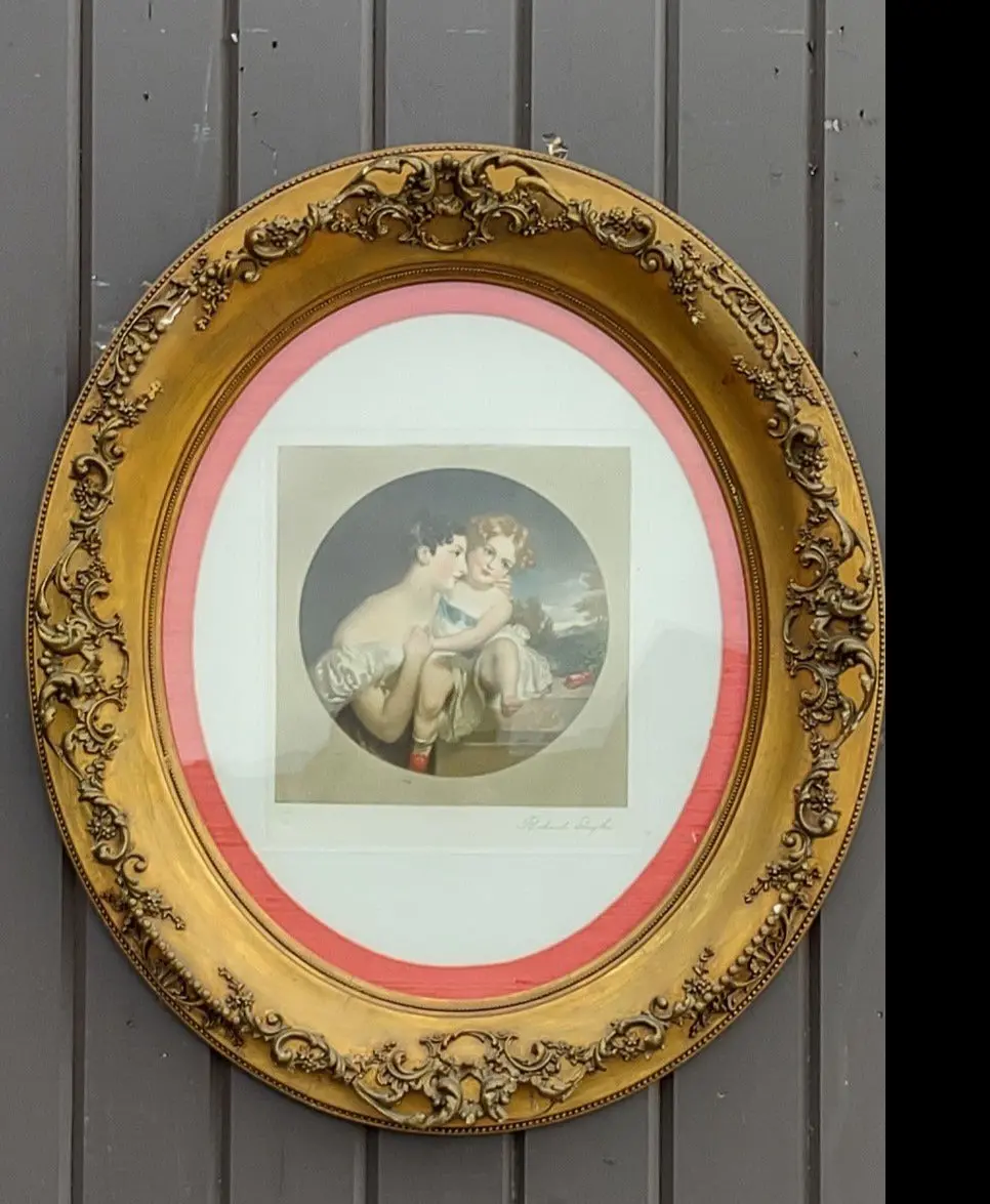Gilt Oval Framed Print Of Ladies 1