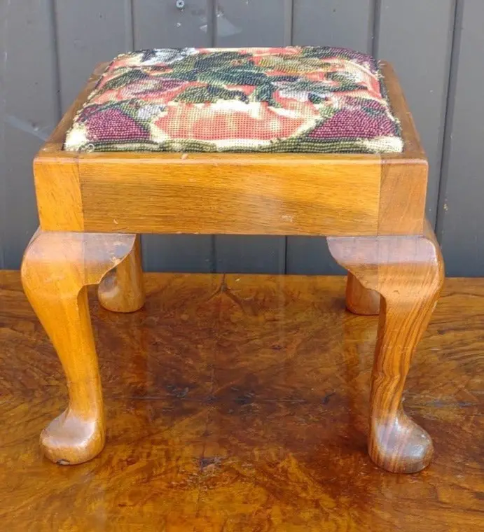 Queen Anne Beadwork Stool 1
