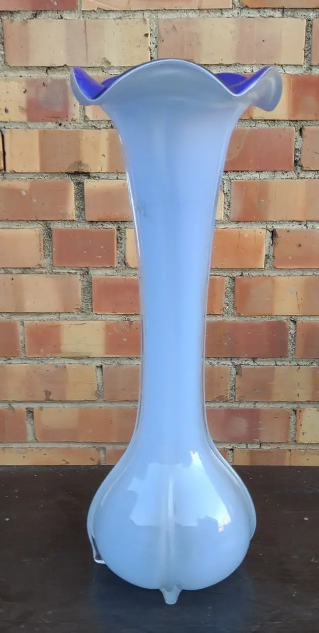 Tall Light Colbalt Art Glass Vase 1