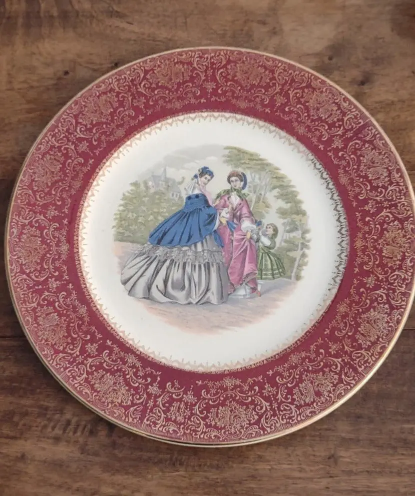 Salem China Ladies Plate With Red Border 1