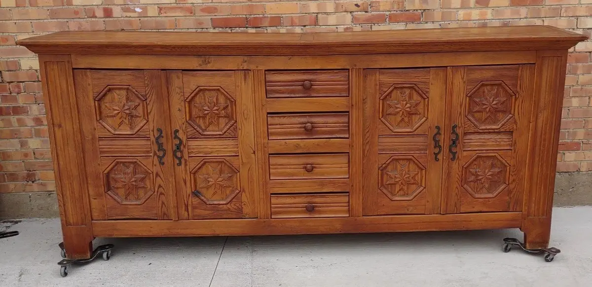 Astrigal Carved  Rustic Oak Sideboard 1