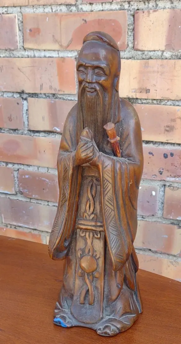 Asian Ancestor Wooden Statue 1