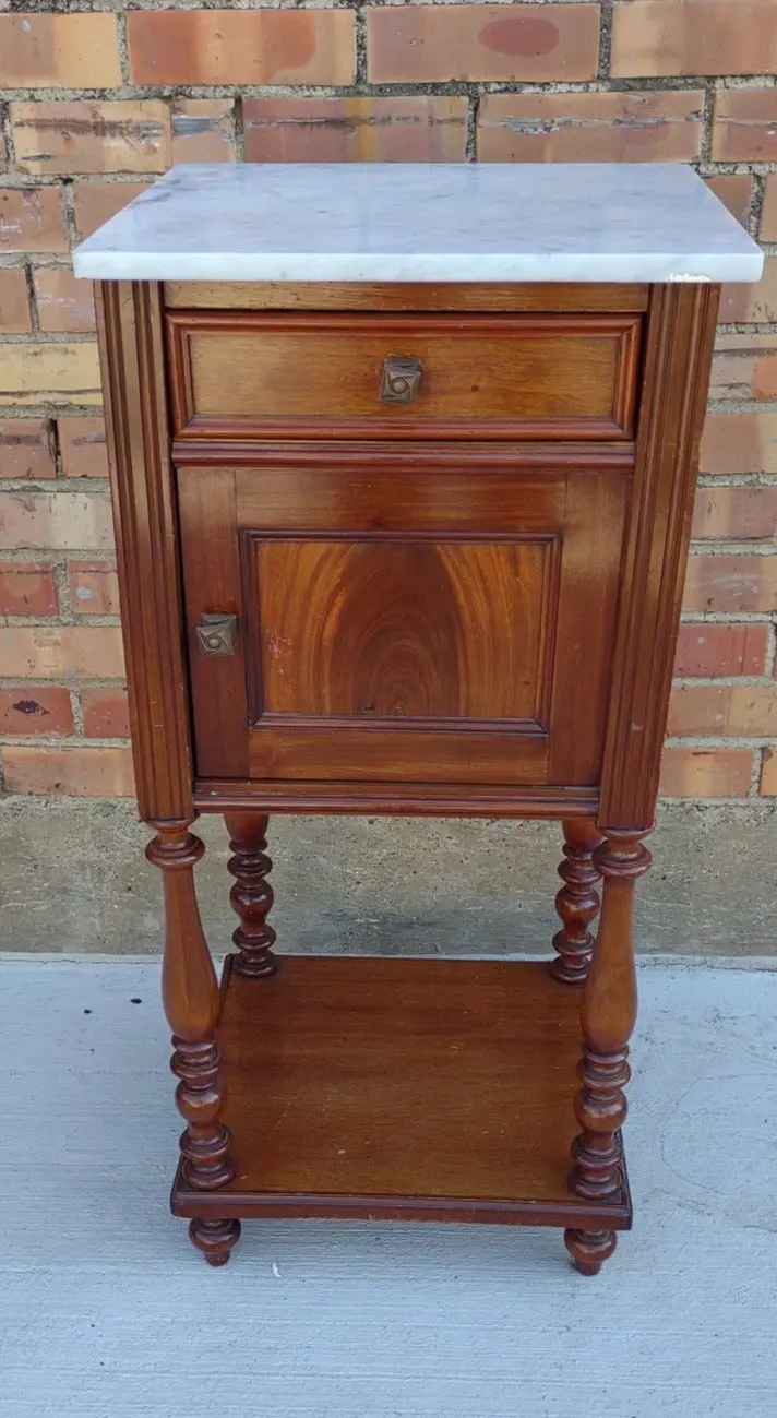 Mahogany Marble Top Night Stand 1