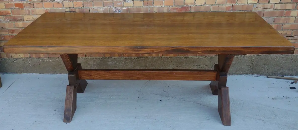 French Oak Trestle Base Monastery Table 1