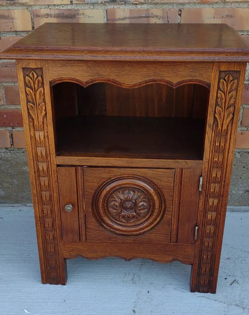 Rosette Carved Oak Side Cabinet 1