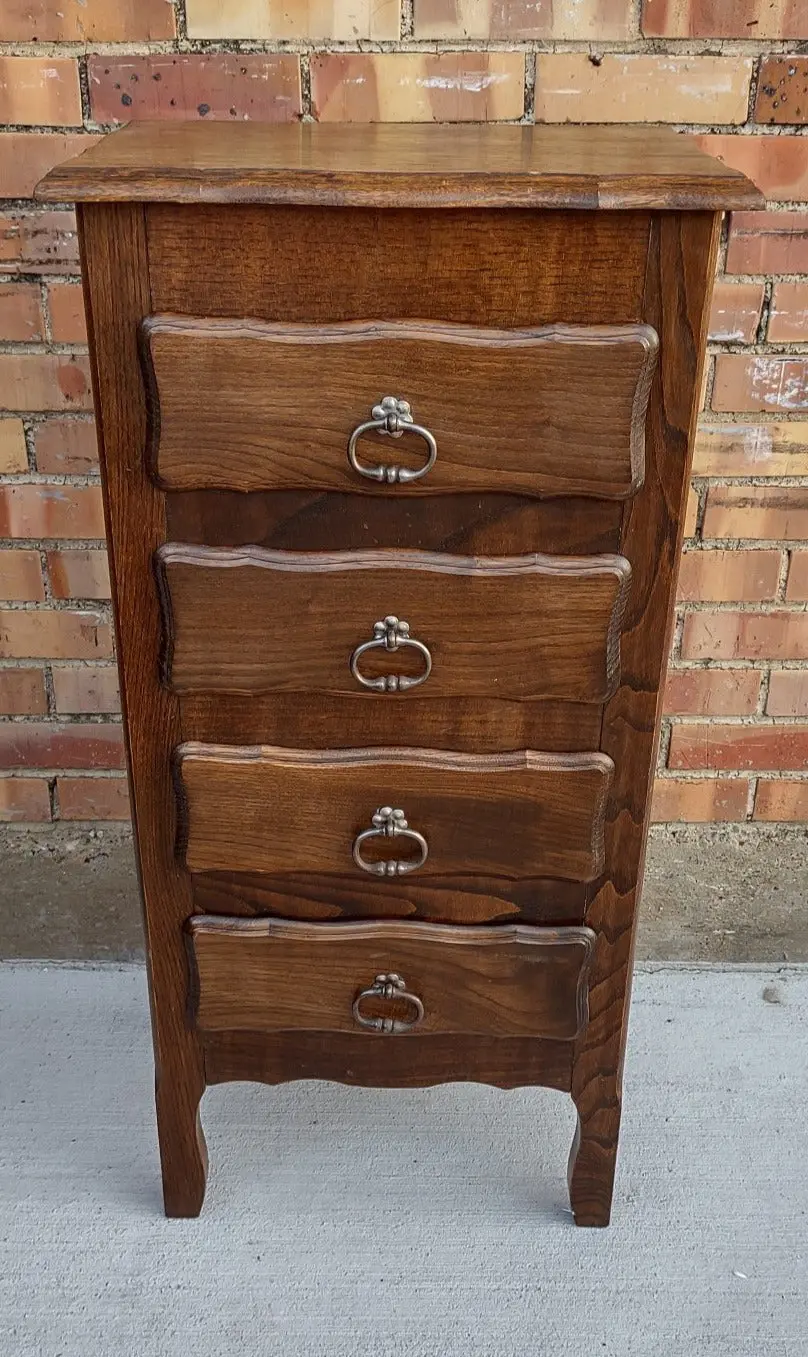 Tall French Oak 4 Drawer Side Chest 1
