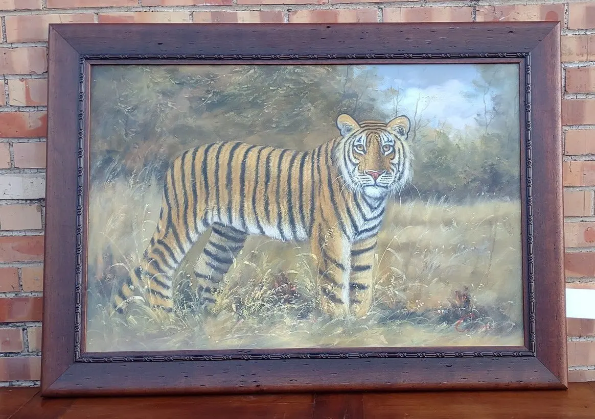 Oil Painting Of Tiger -Signed 1