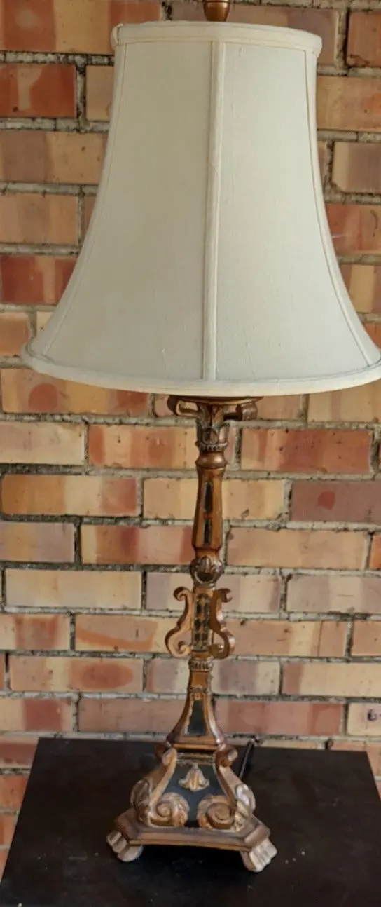 Gold And Blaclk Tri Foot Lamp-Not Old 1