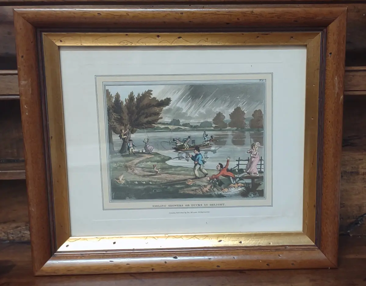 Framed "Smiling Showers Or Ducks In Delight" Print 1