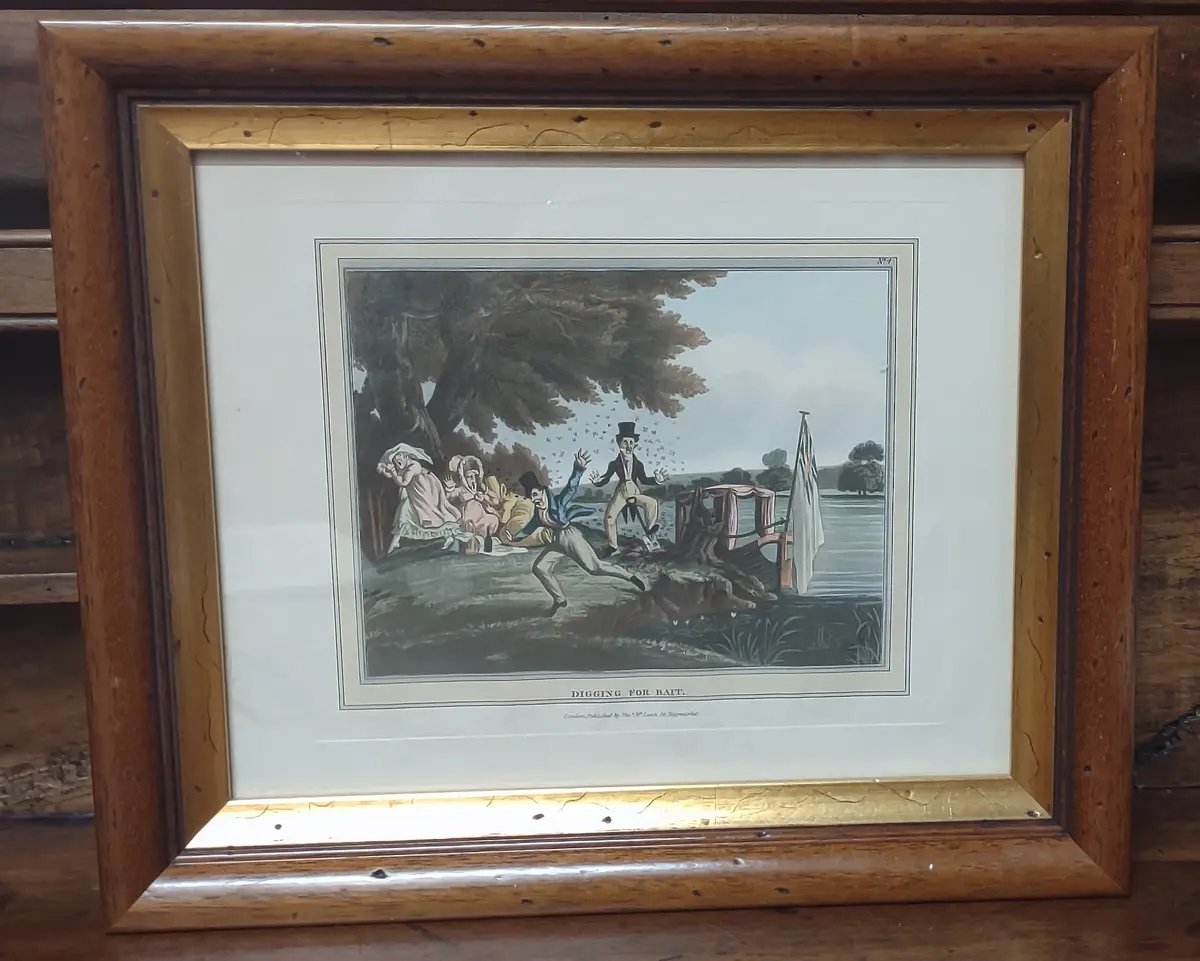 Framed "Digging For Bait" Print 1