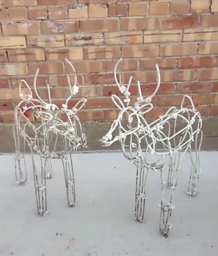 Pair Of Vintage Outdoor Iron Reindeer 1