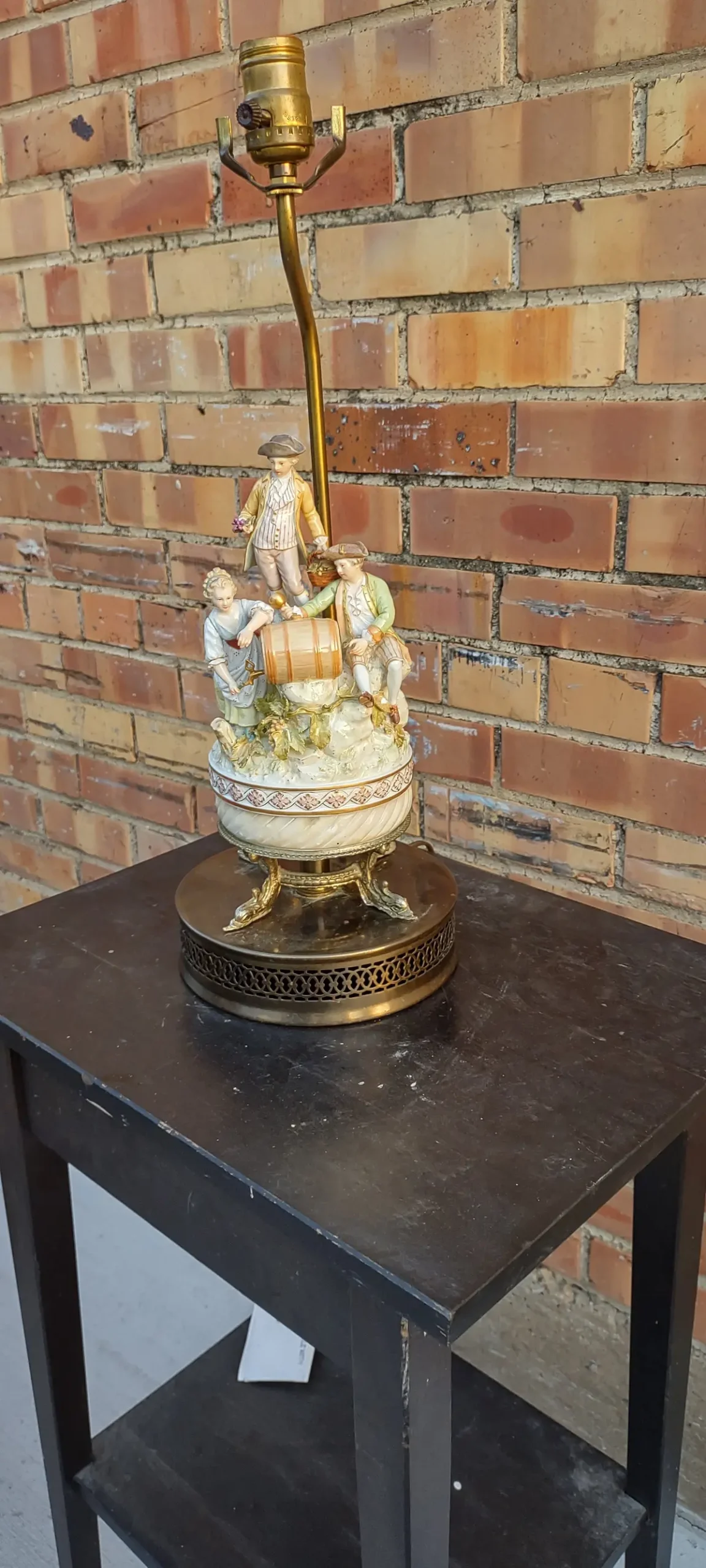 Figural French Scene Porcelain Table Lamp 1