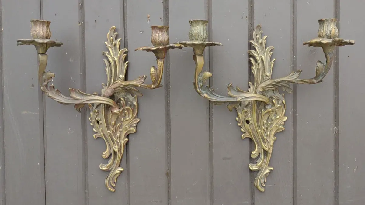 Louis Xv Brass Double Arm Candle Sconces 1