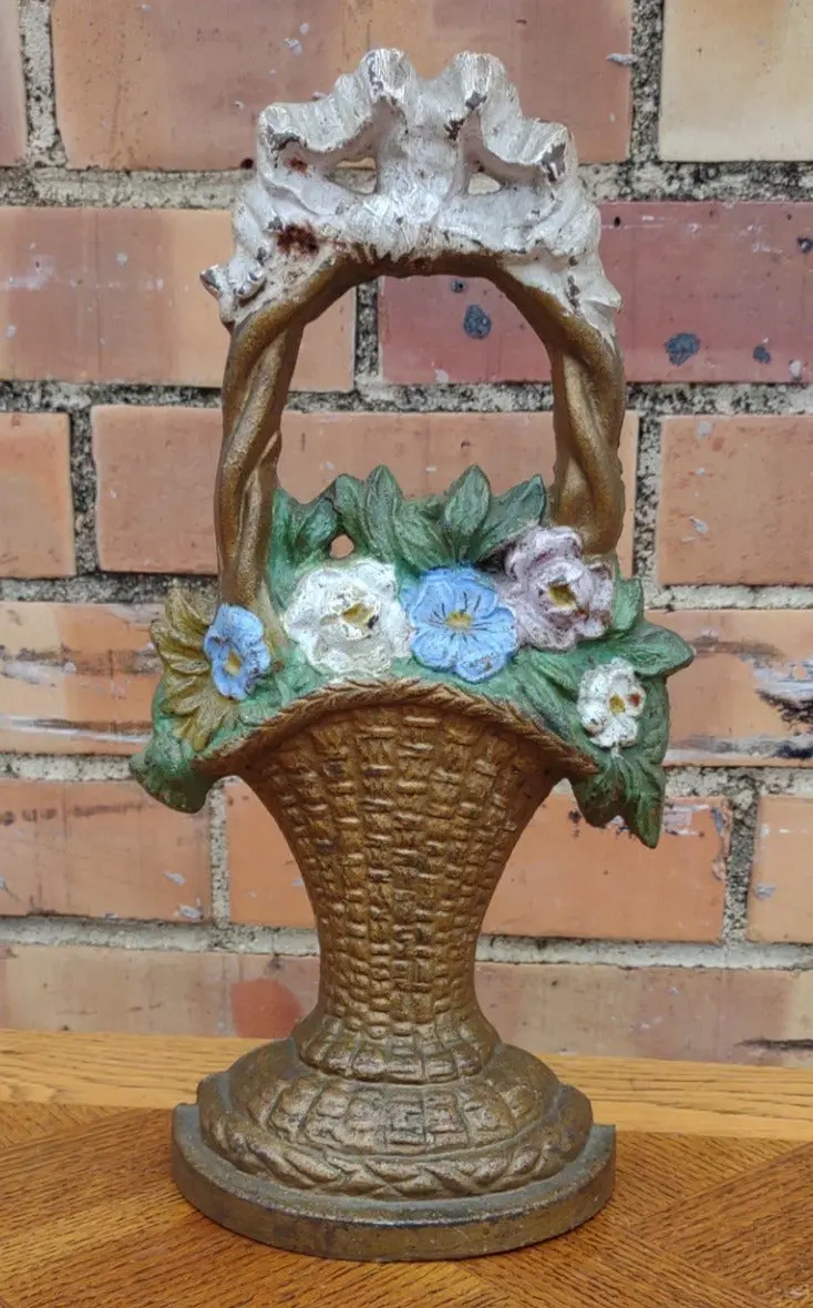 Cast Iron Flower Basket Door Stop 1