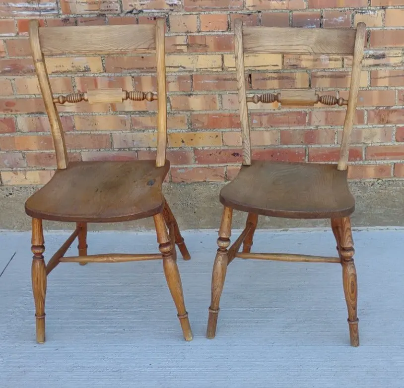Pair Of Early English Ash Chairs 1