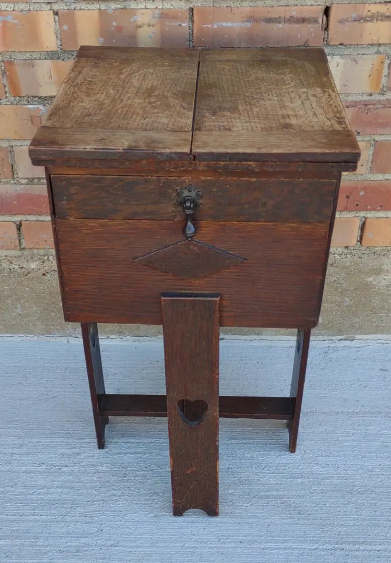 English Oak Sewing Caddy 1