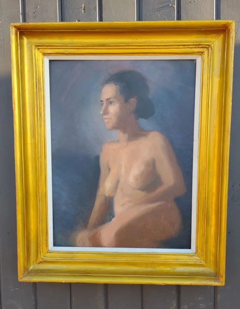 Framed Oil Painting Of A Nude Woman 1