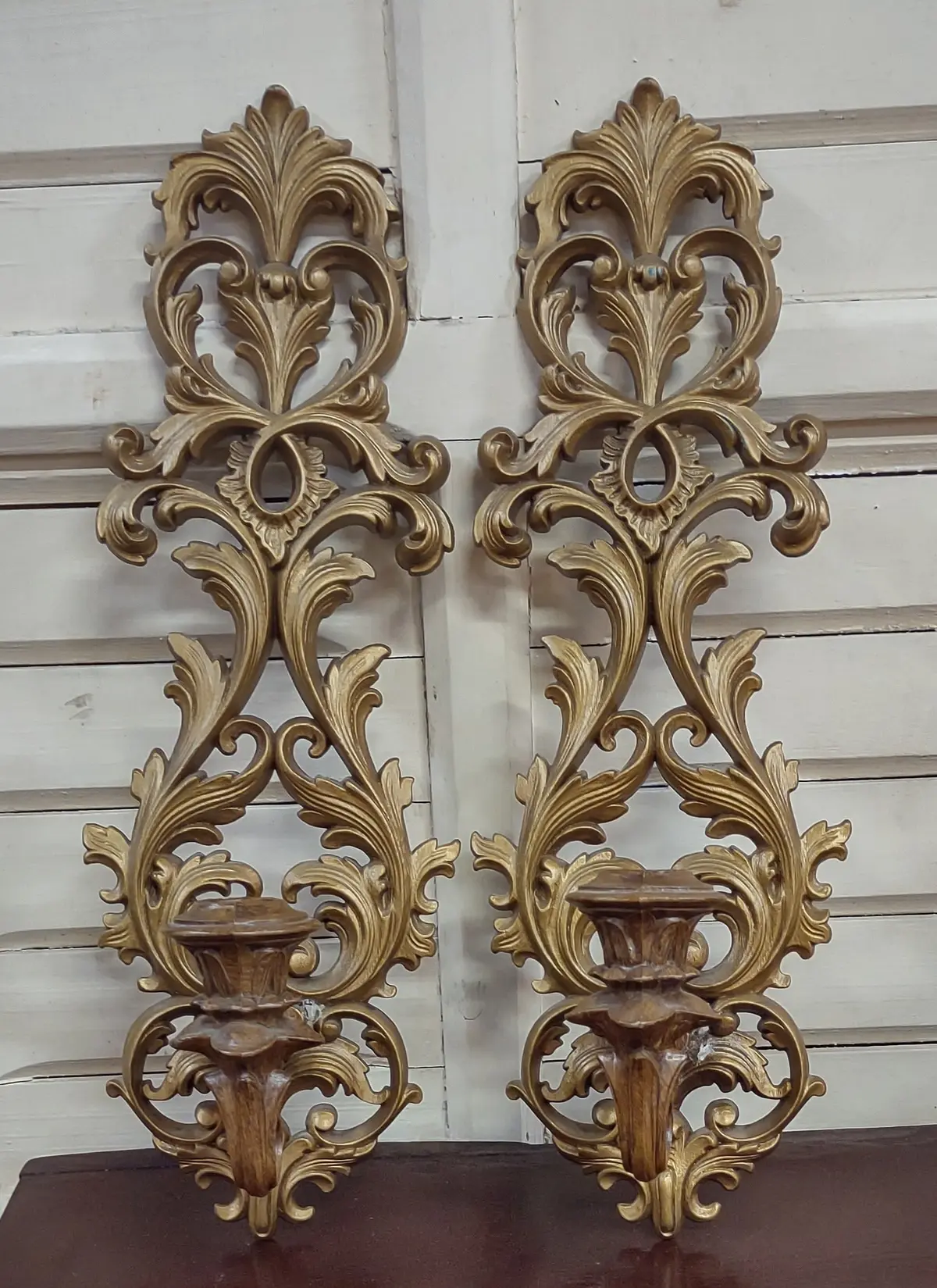 Pair Of Composite Candle Wall Sconces 1