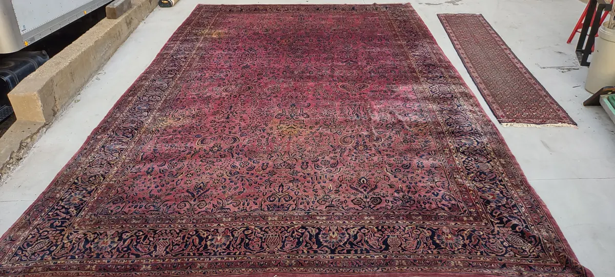 Large Hand Tied Red Tones Persian Rug -24' X 15'-As Found 1