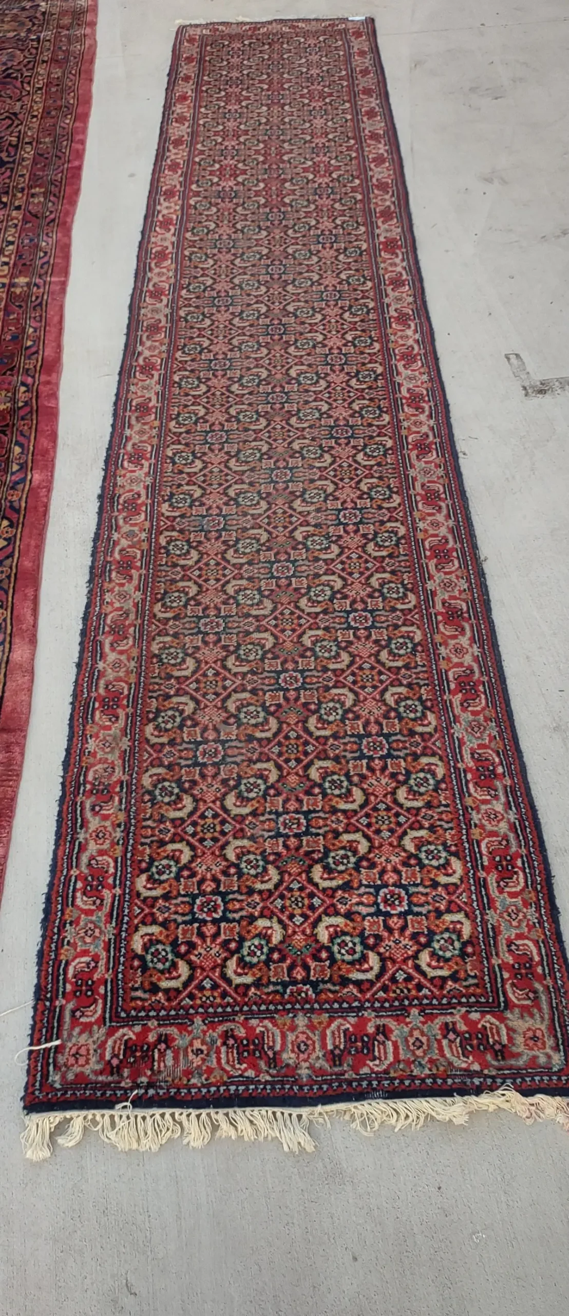 Long Hand Tied Persian Runner  In Blue Tones 1