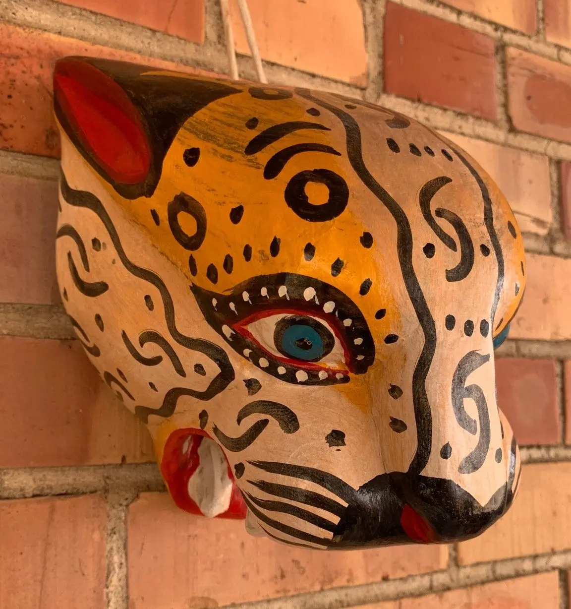 South American Carved Wood Tiger Mask 1