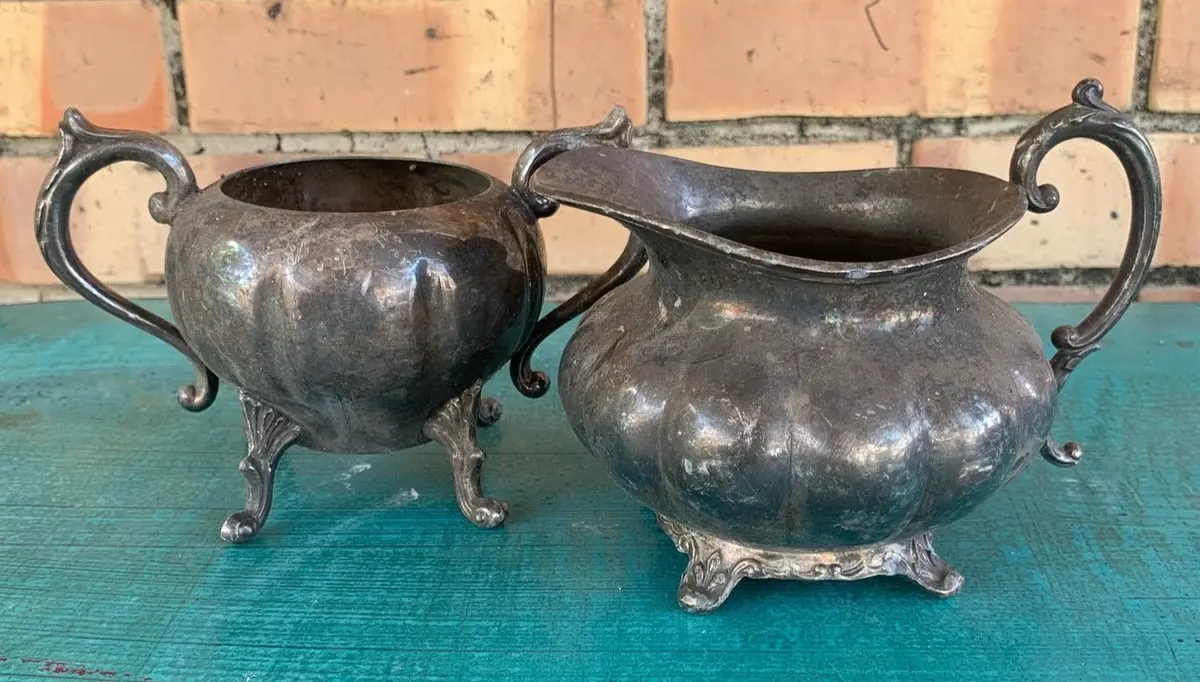 Pair Of Silver Plate Cream And Sugar 1