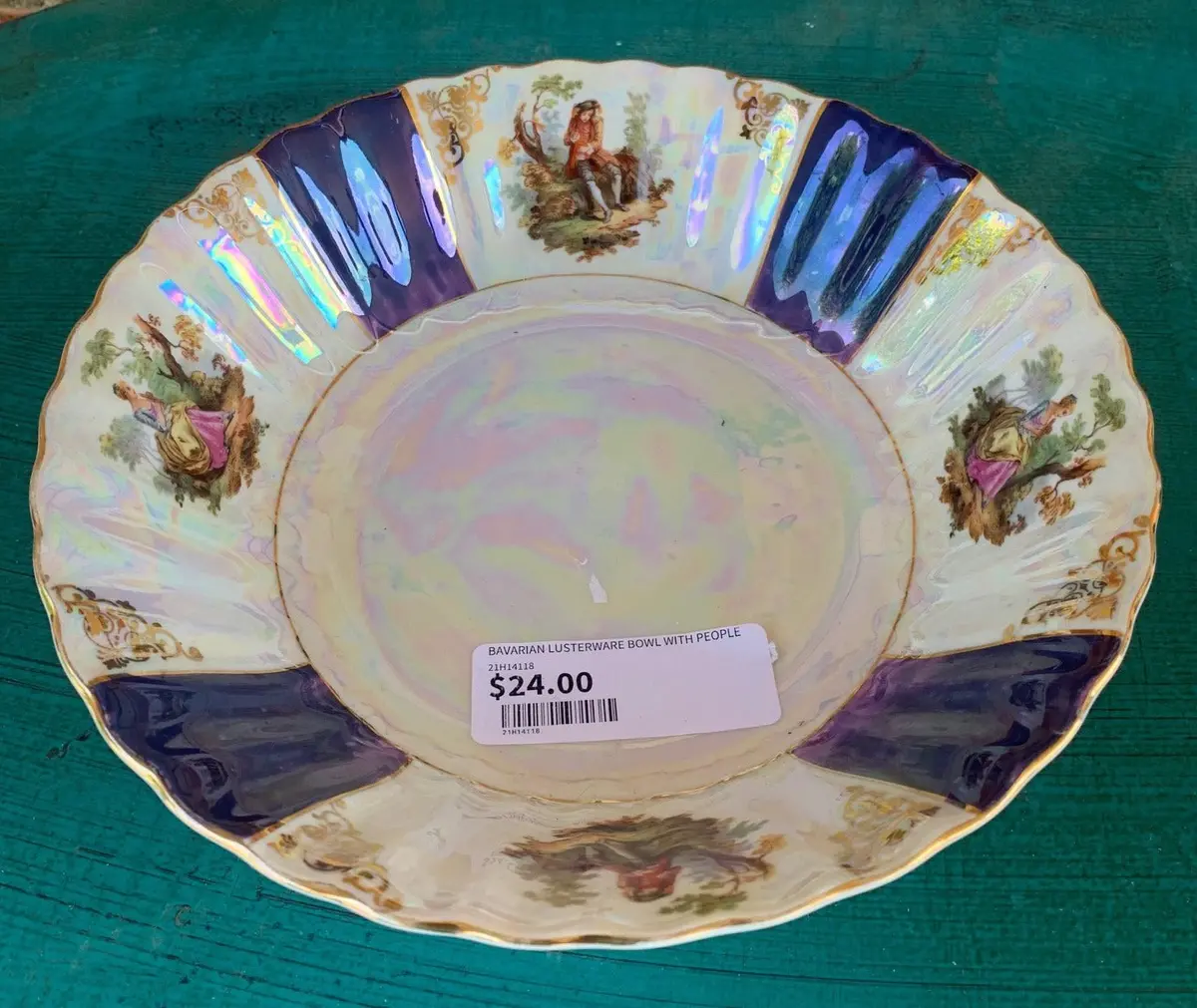 Bavarian Lusterware Bowl With People 1