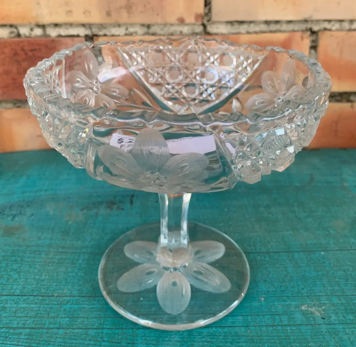 Small Pressed Glass Footed Compote 1