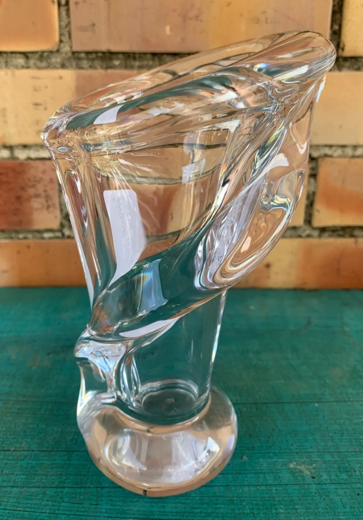 French Heavy Clear Art Glass Vase 1