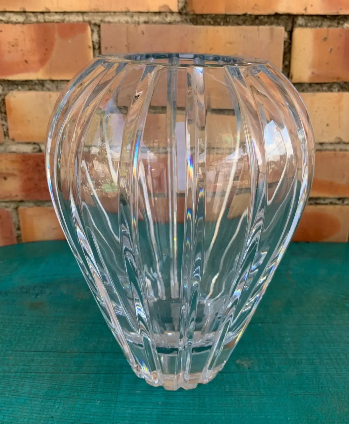 Tall Bulbous Crystal Vase With Flutes 1