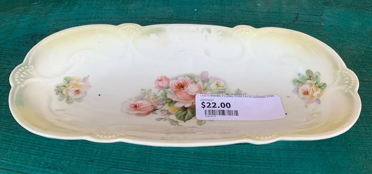 Lusterware Floral Porcealin Serving Dish 1