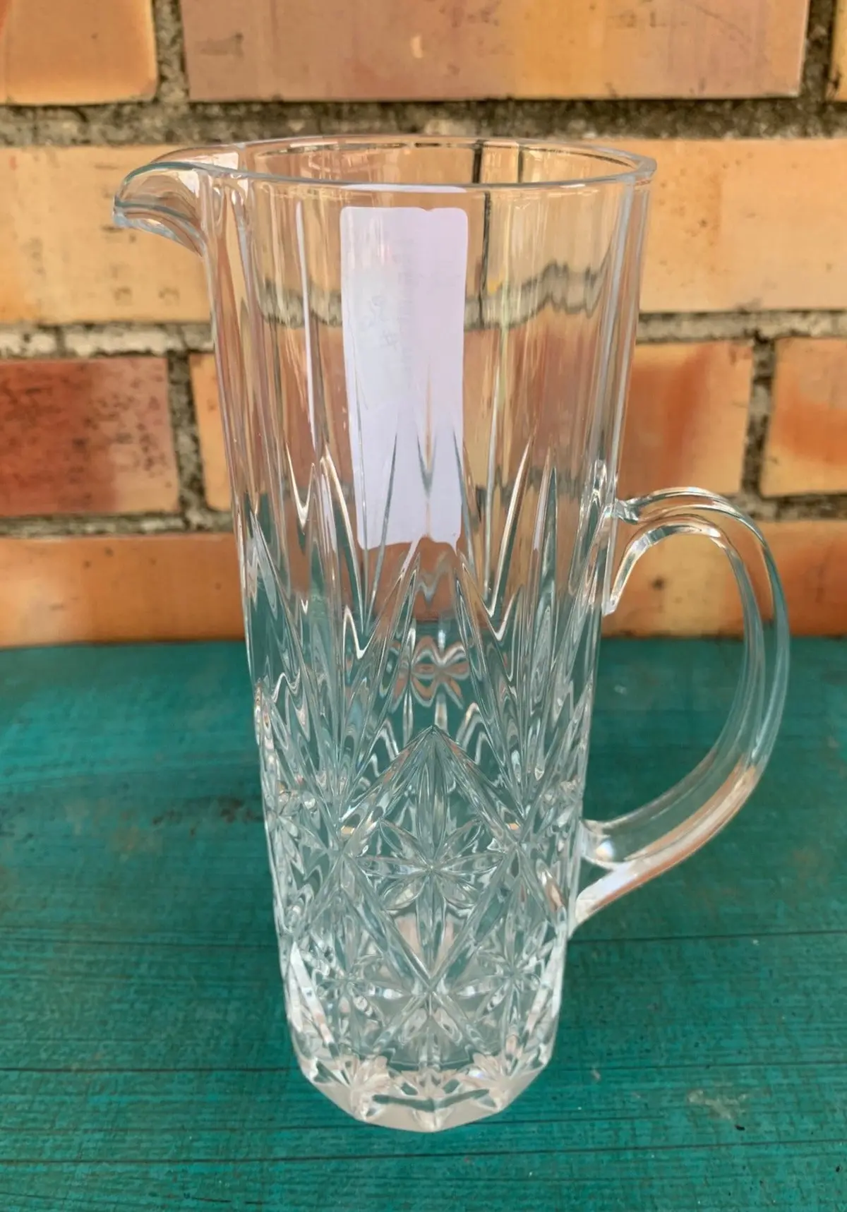 Thin Cylinder Pressed Glass Pitcher 1