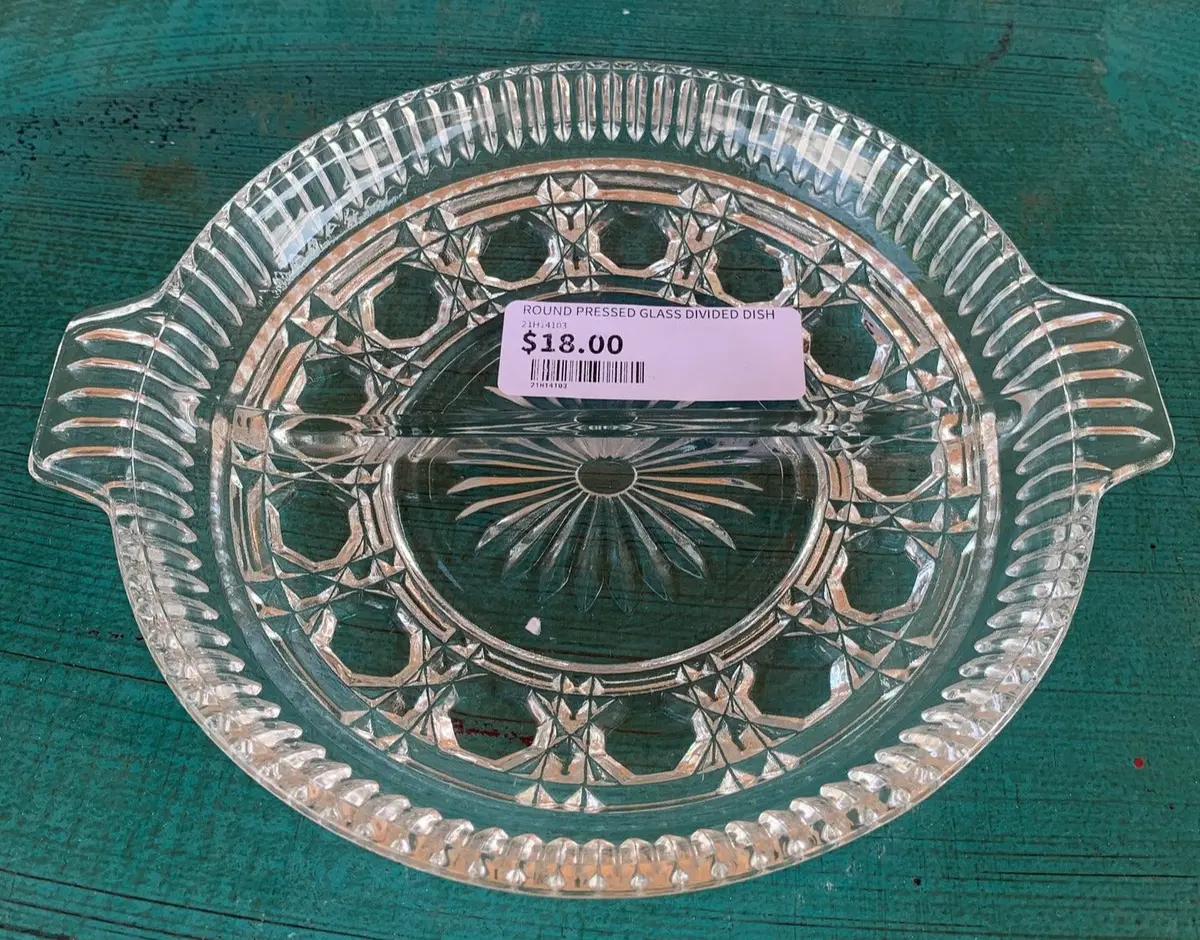 Round Pressed Glass Divided Dish 1