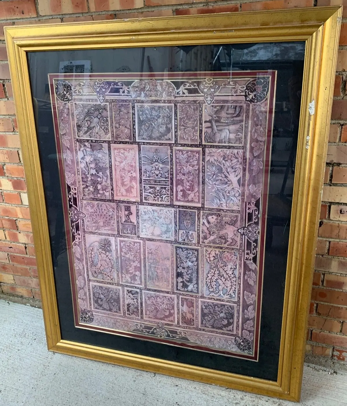 Royalty Heraldy Symbols Print In As Is Large Gold Frame 1