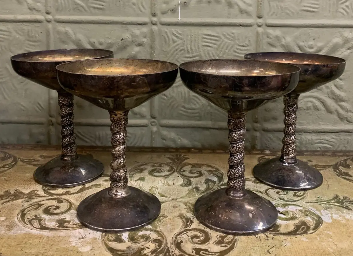 Set Of 4 Silver Plate Goblets 1