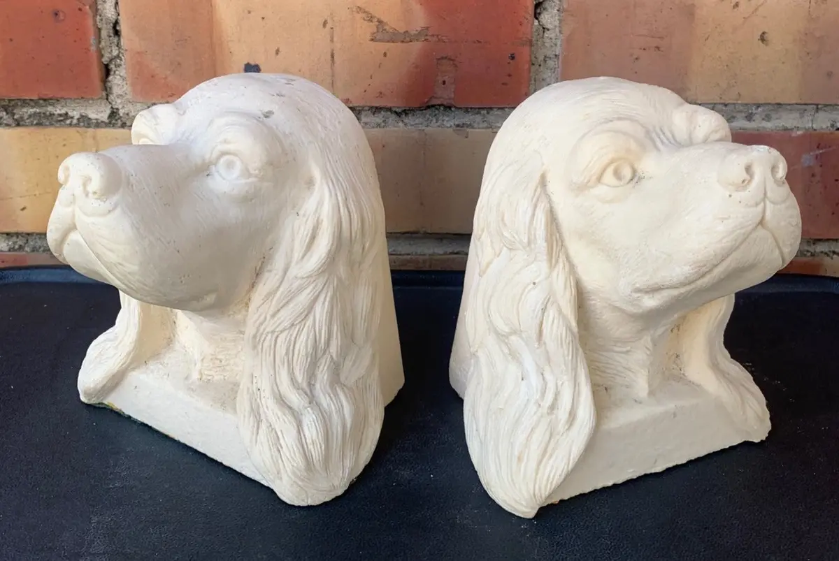 Pair Of Composition Spaniel Bookends 1