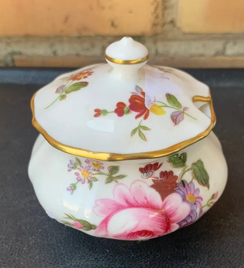 Floral Royal Crown Derby Mustard Dish 1