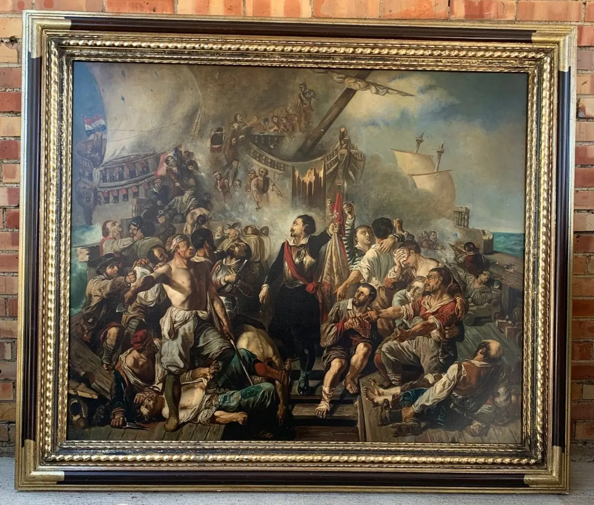 Large Ship Battle Oil Painting 1