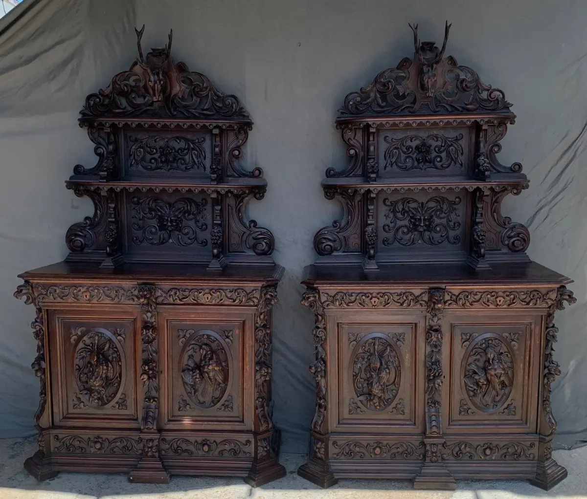 Pair Of Highly Carved Black Forest  Servers 1