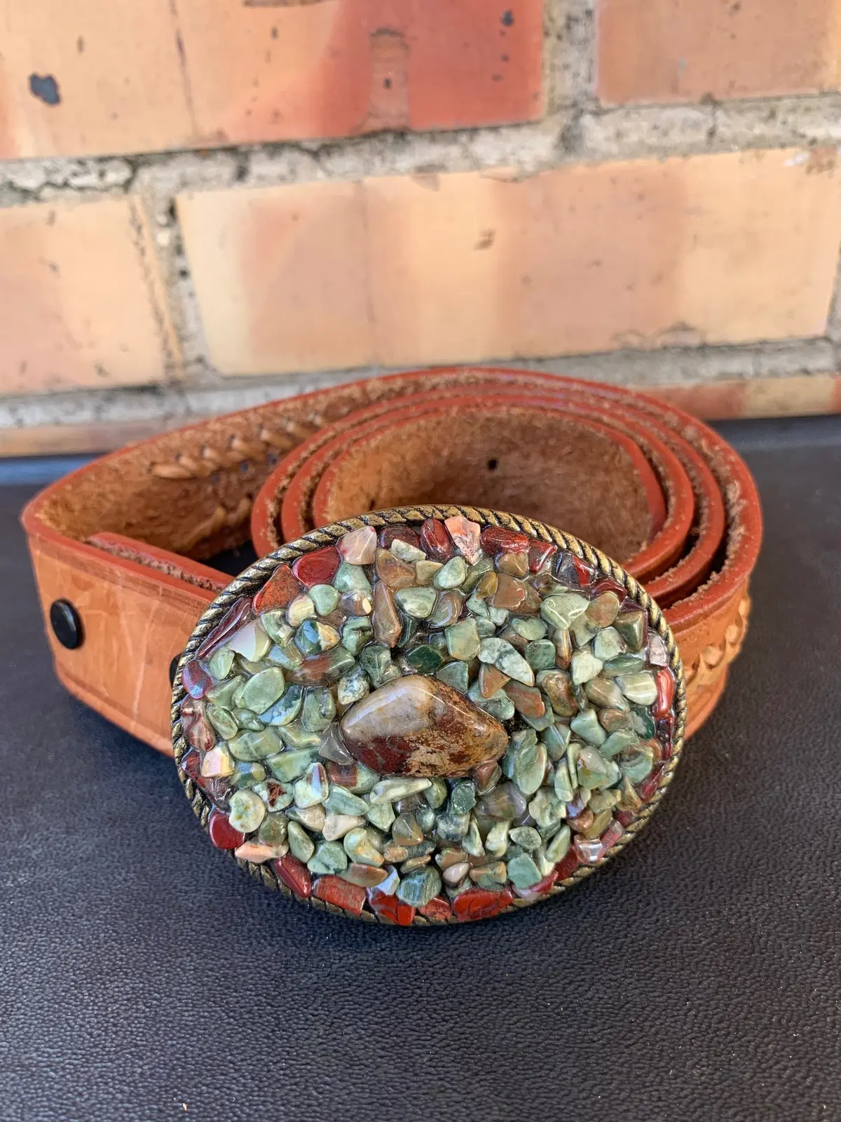 Polished Multi Stone Buckle On Belt 1