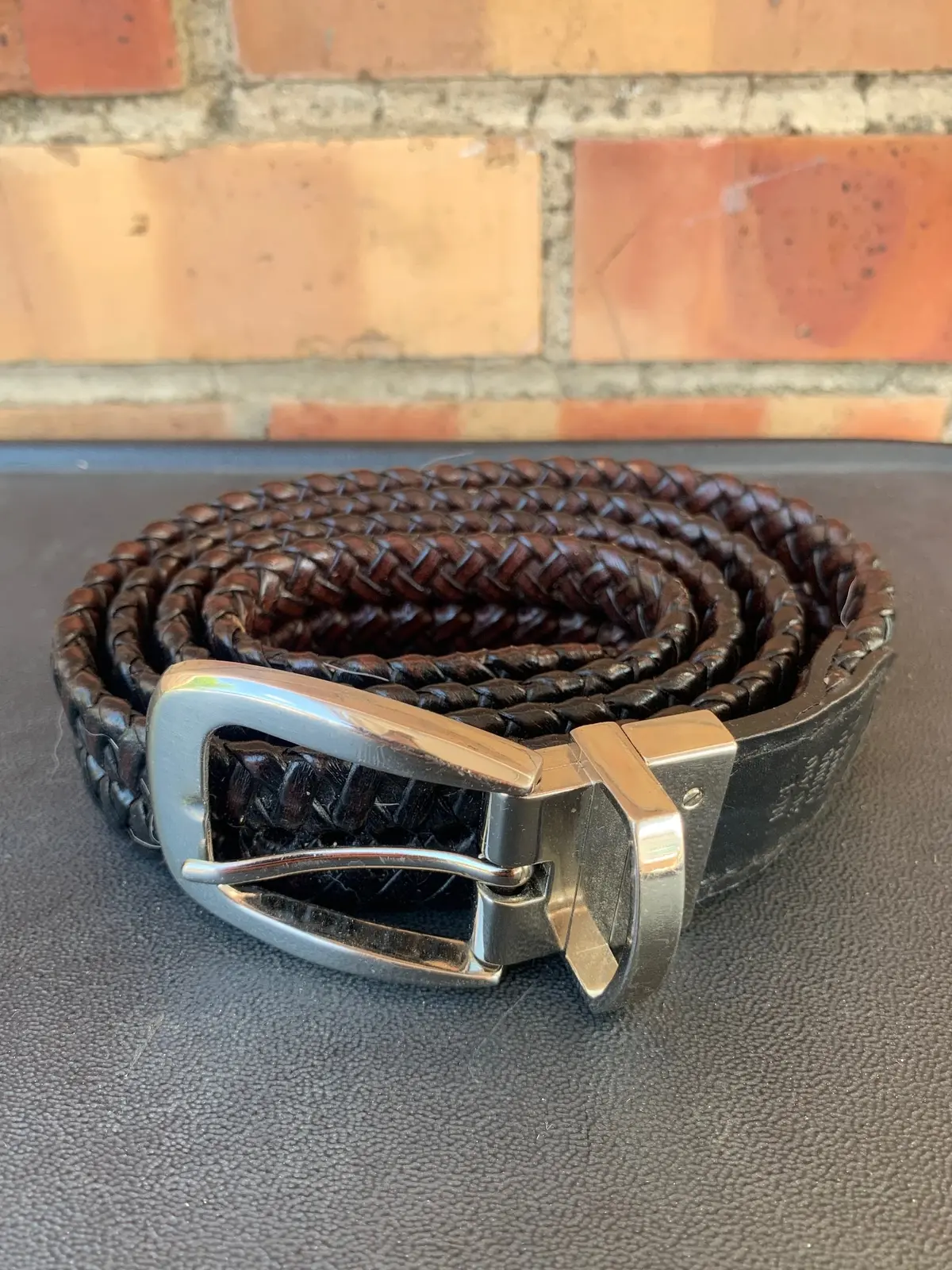 Woven Brown Leather Belt 1