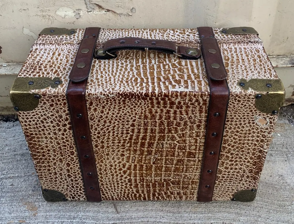 Large Faux Alligator Hide Suitcase - As Found 1