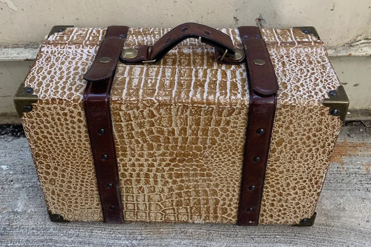 Small Faux Alligator Hide Suitcase 1